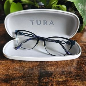 TURA Prescription RX Eyeglasses Blue with Case